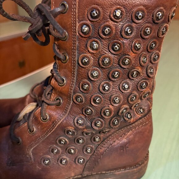 Womens Frye Jenna Disc Studded Lace Distressed 76421 Boots Size 8 B - Picture 2 of 13